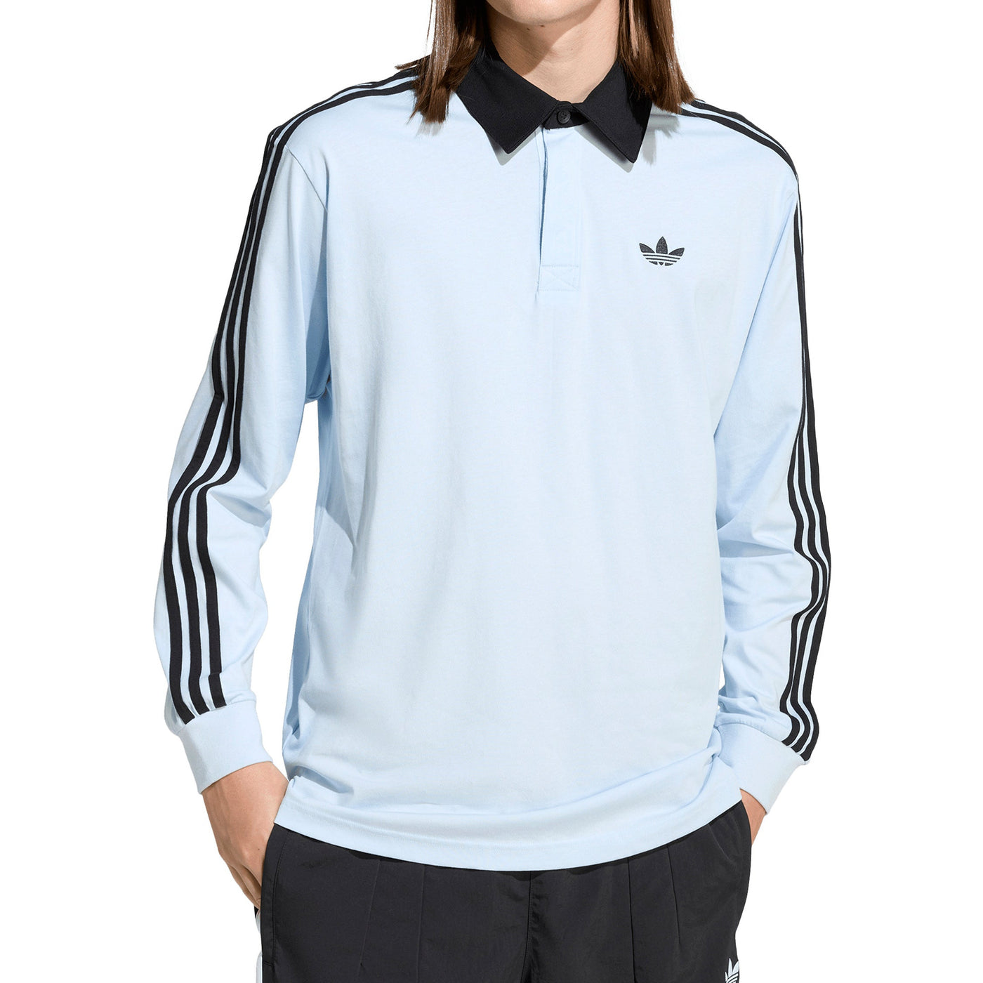 Koszulka polo rugby Adidas z długim rękawem 3 paski