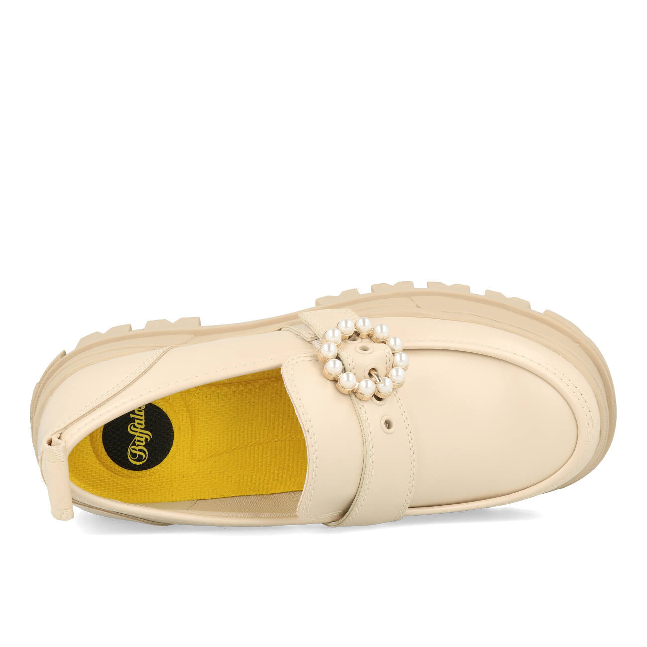Buffalo Aspha Loafer Buckle Shoe Flat Damskie Wegańskie Box Nappa Beżowe
