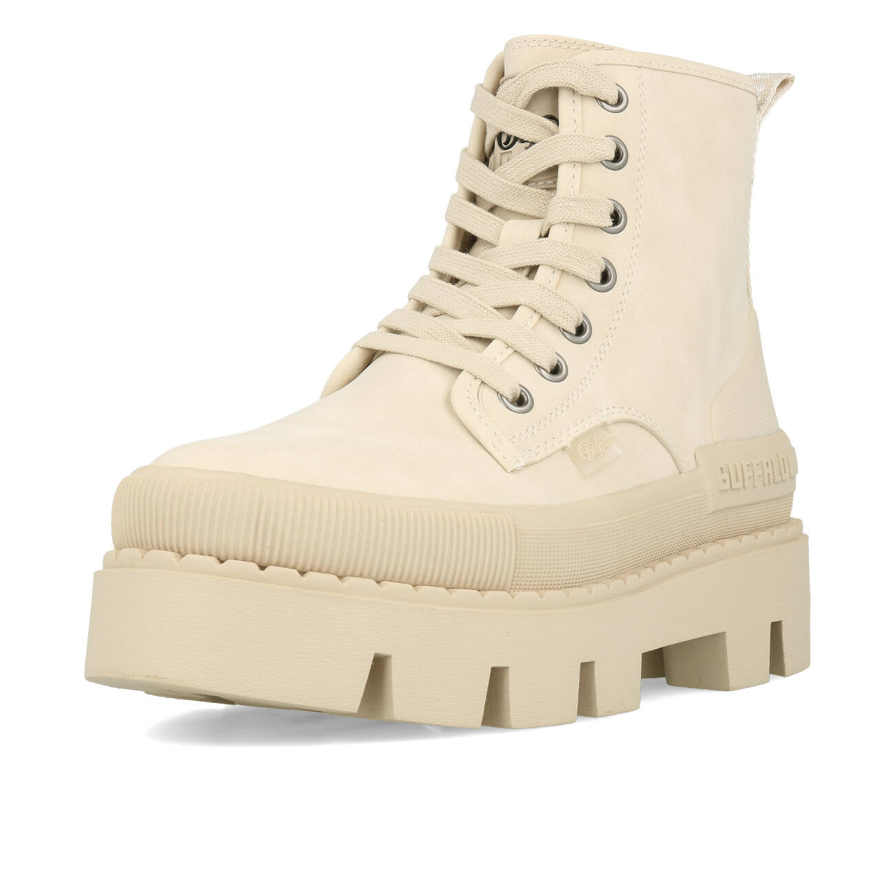 Buffalo Raven Laceup Boot Hi Damskie Wegańskie Nubukowe Kremowe