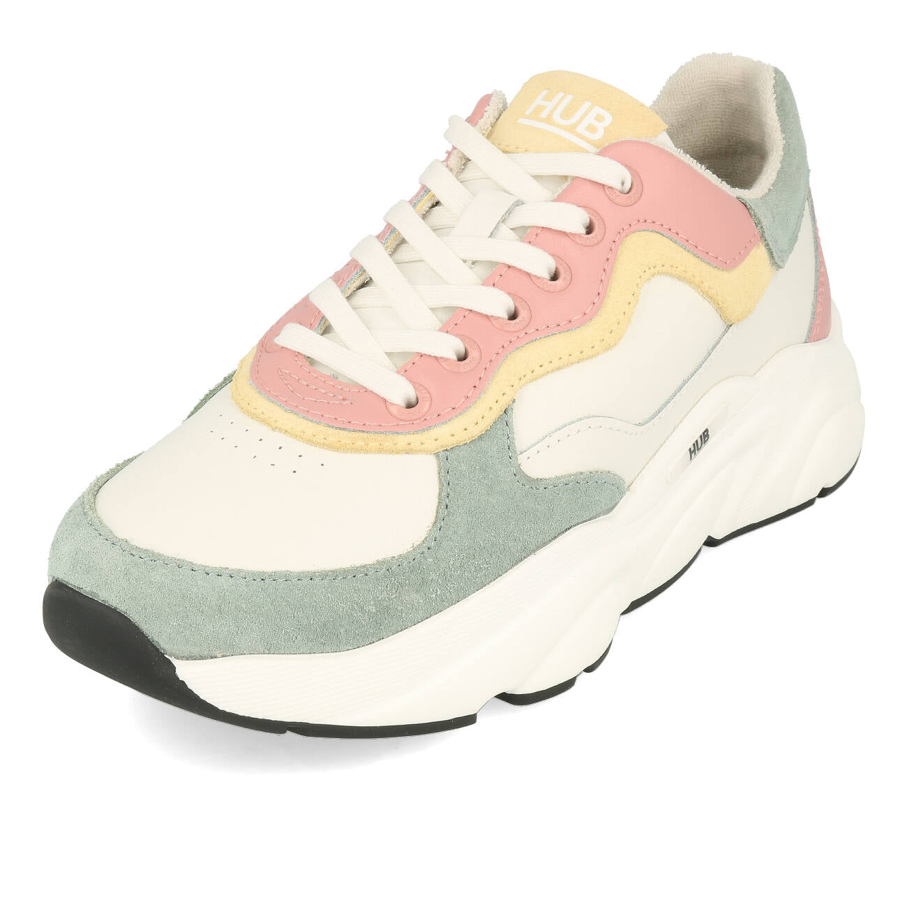 HUB Rock L68 Leather Suede Damskie Off White Mineral Pink Off White Black