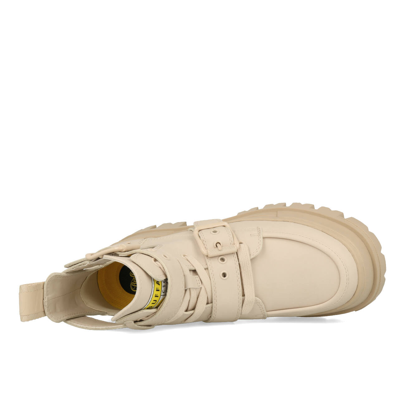 Buffalo Aspha Bike Bootie Flat Damskie Wegańskie Box Nappa Beżowe
