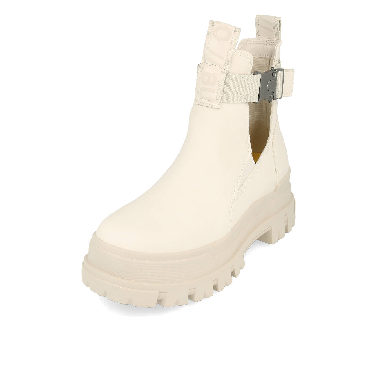 Buffalo Aspha Coa Bootie Flat Damskie Wegańskie Nubuk Off White