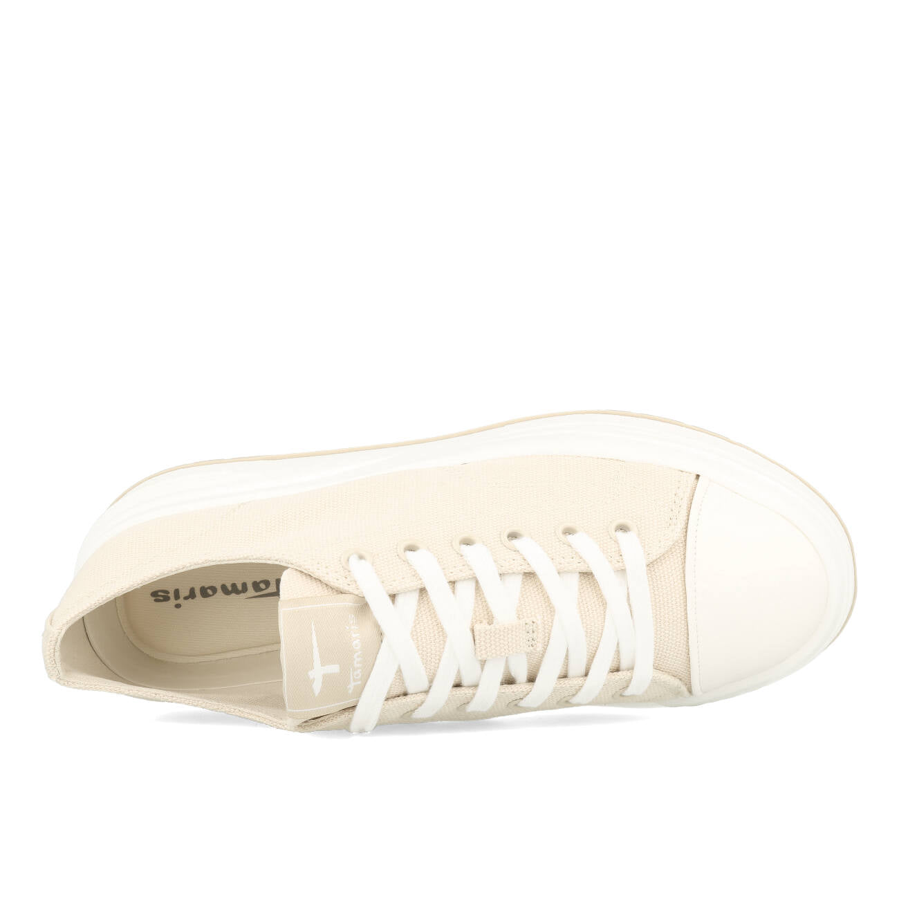 Tamaris 1-23815-20-418 Wegańskie tenisówki damskie na platformie Canvas, kolor Ivory
