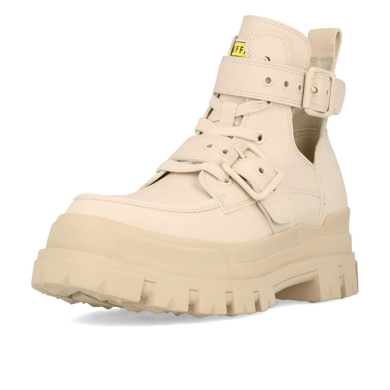 Buffalo Aspha Bike Bootie Flat Damskie Wegańskie Box Nappa Beżowe