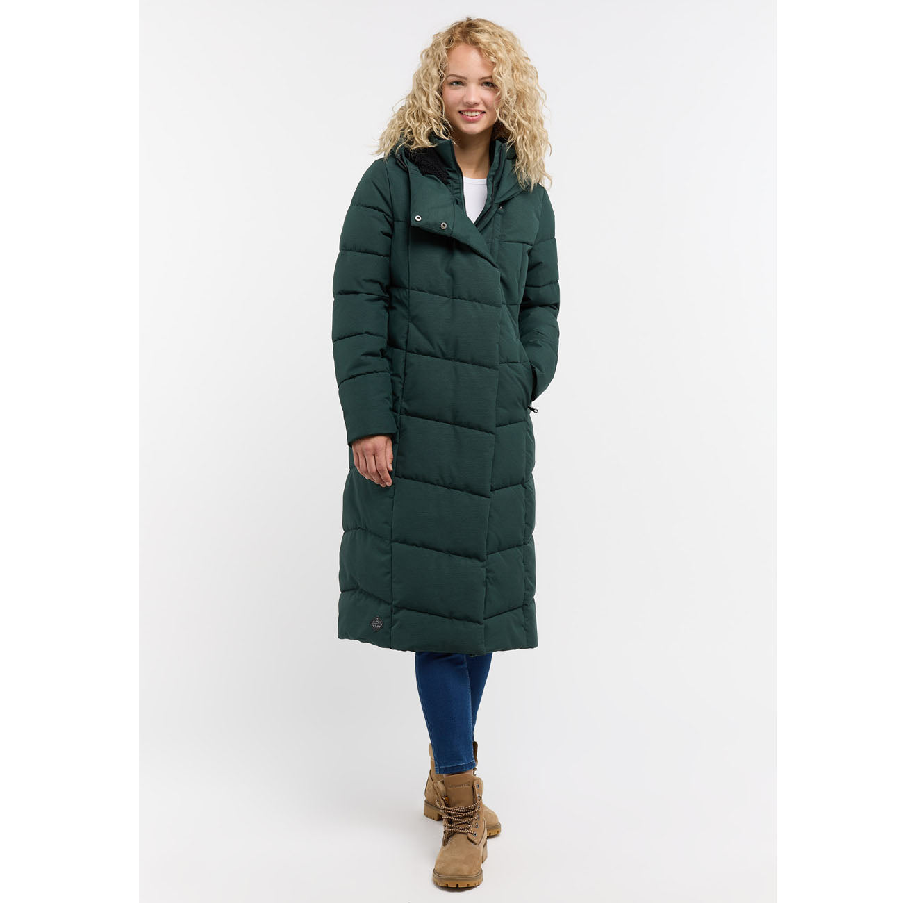 Ragwear Pavla Long Jacket damska, ciemnozielona