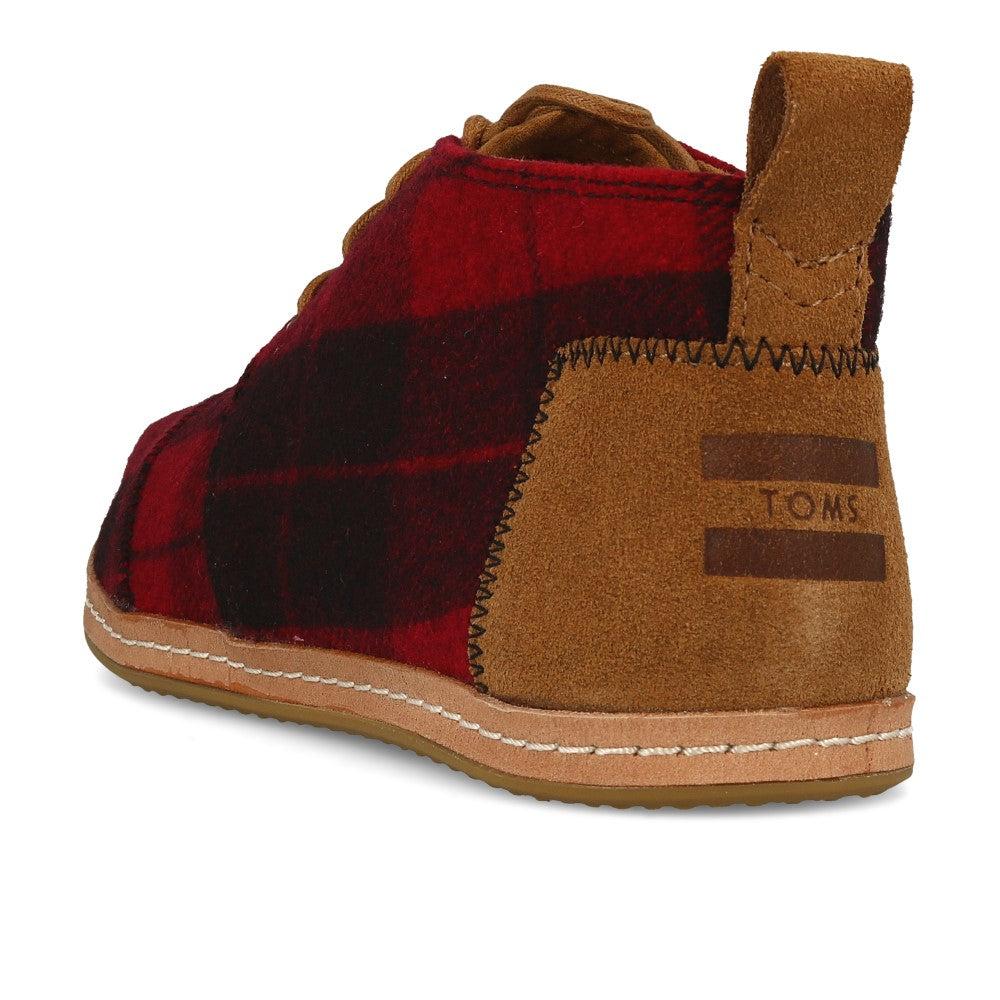 TOMS Wmns Bota w czerwoną kratę filc na skórze