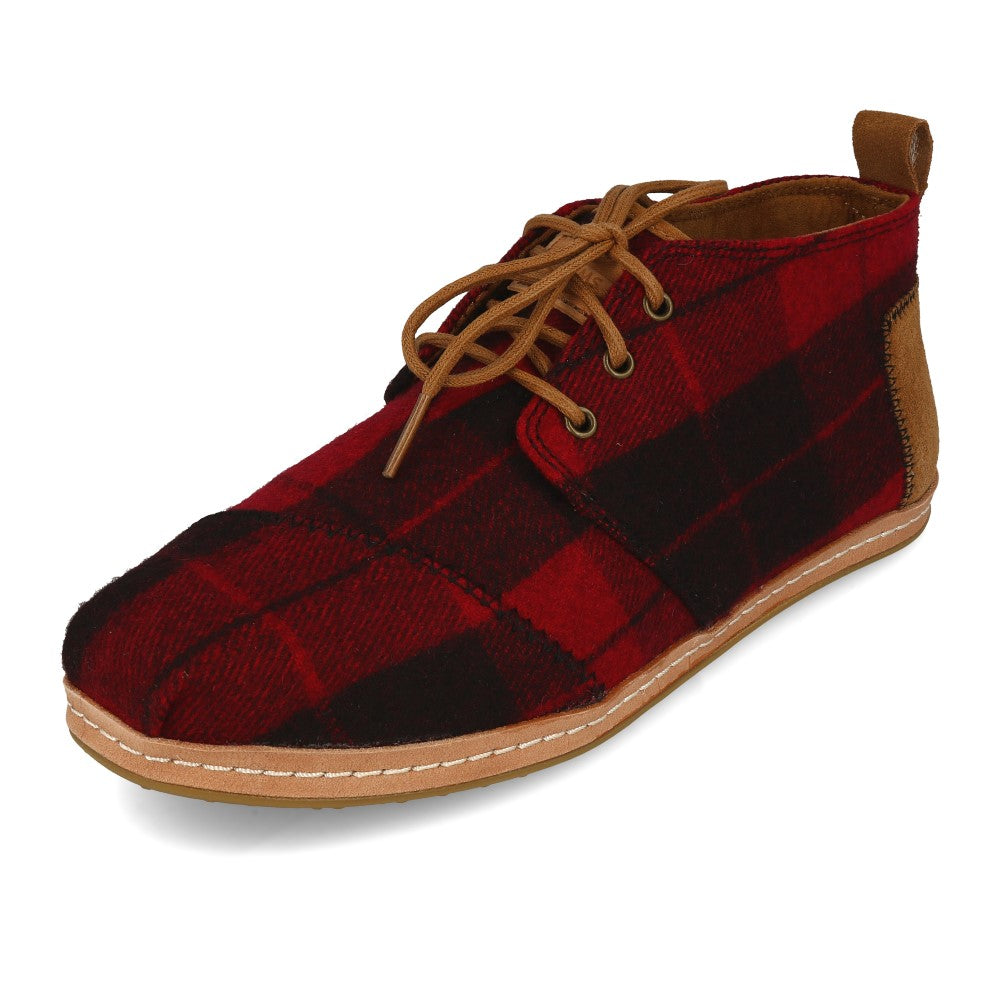 TOMS Wmns Bota w czerwoną kratę filc na skórze