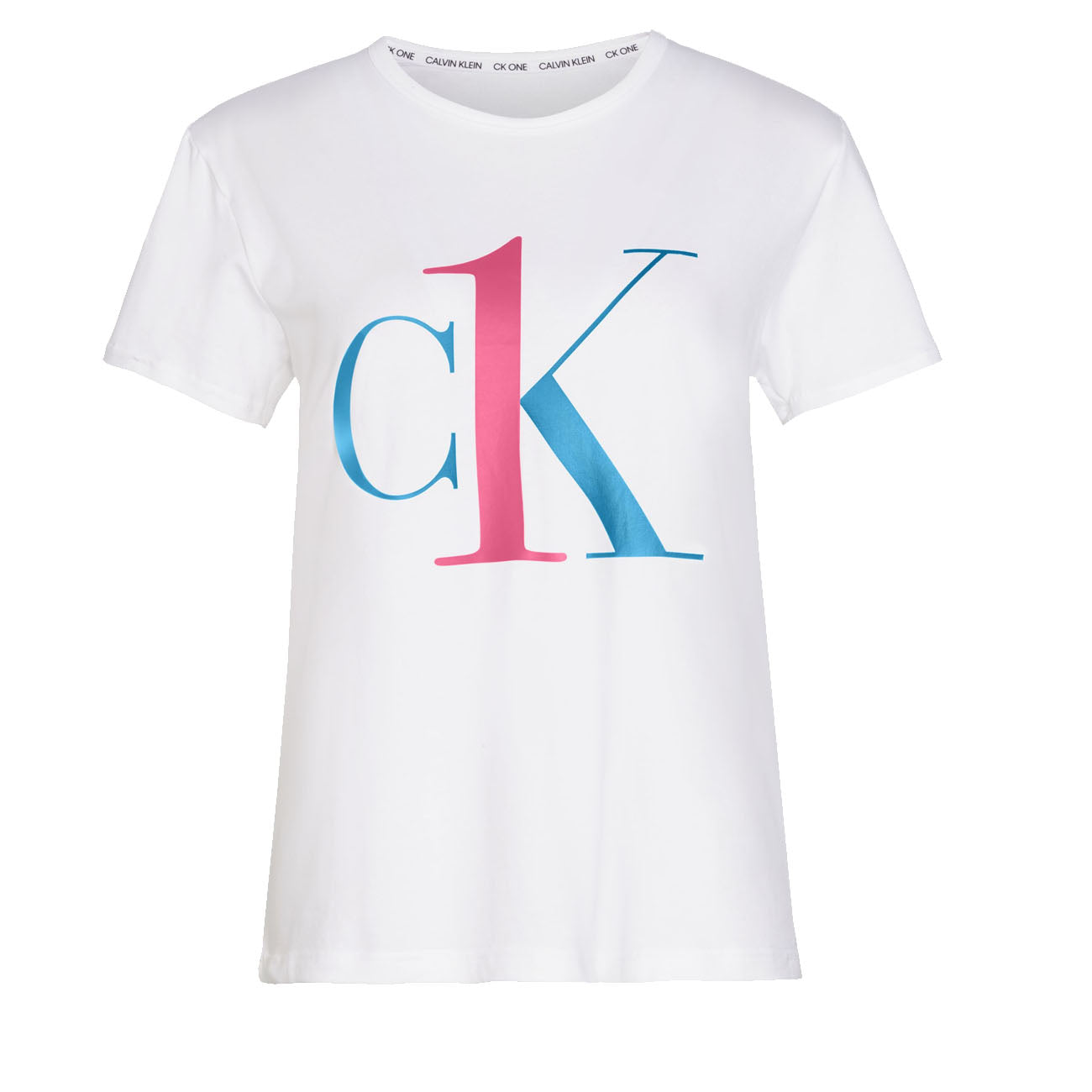 Calvin Klein One Logo T-Shirt S/S Crew Neck Damskie White_Sky High Logo