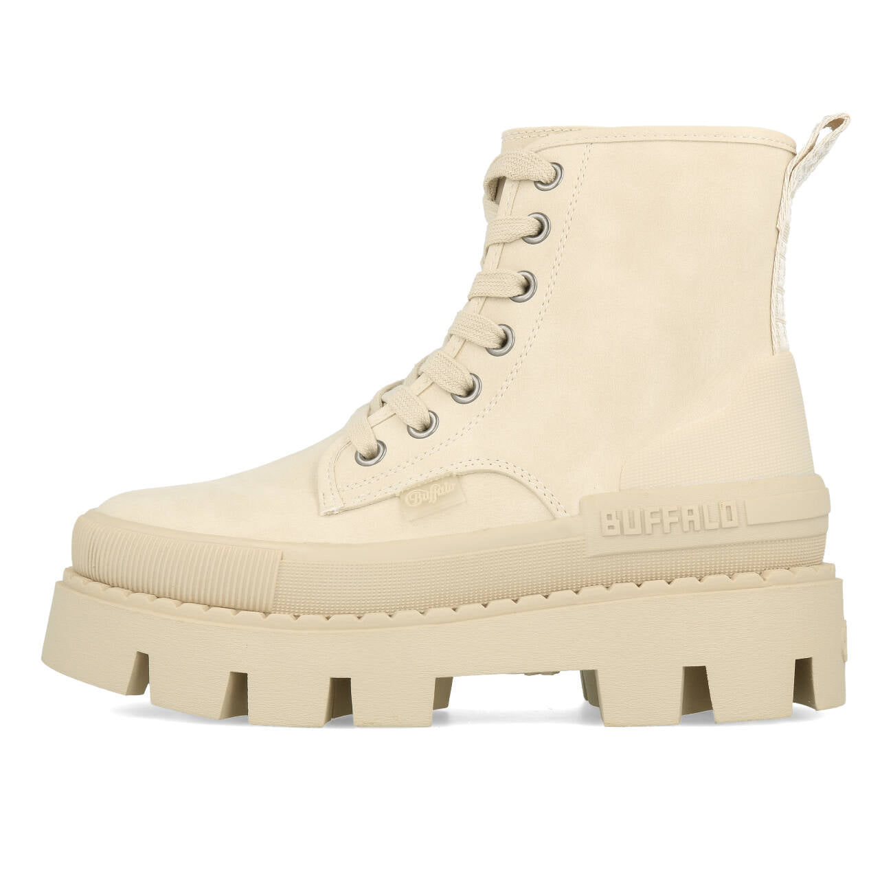 Buffalo Raven Laceup Boot Hi Damskie Wegańskie Nubukowe Kremowe