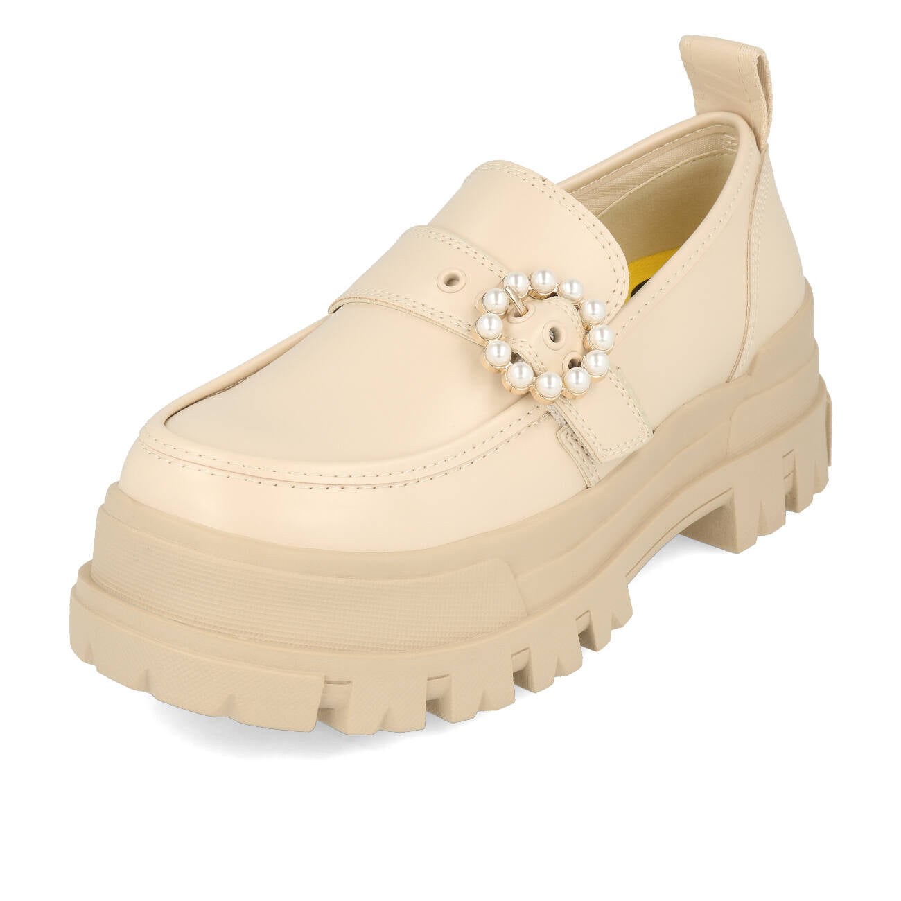 Buffalo Aspha Loafer Buckle Shoe Flat Damskie Wegańskie Box Nappa Beżowe