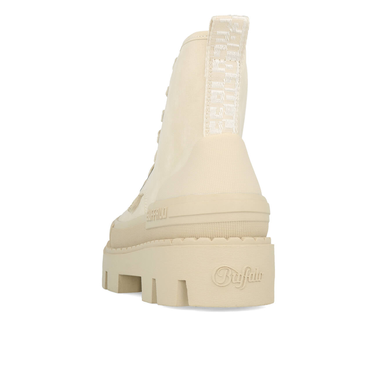 Buffalo Raven Laceup Boot Hi Damskie Wegańskie Nubukowe Kremowe