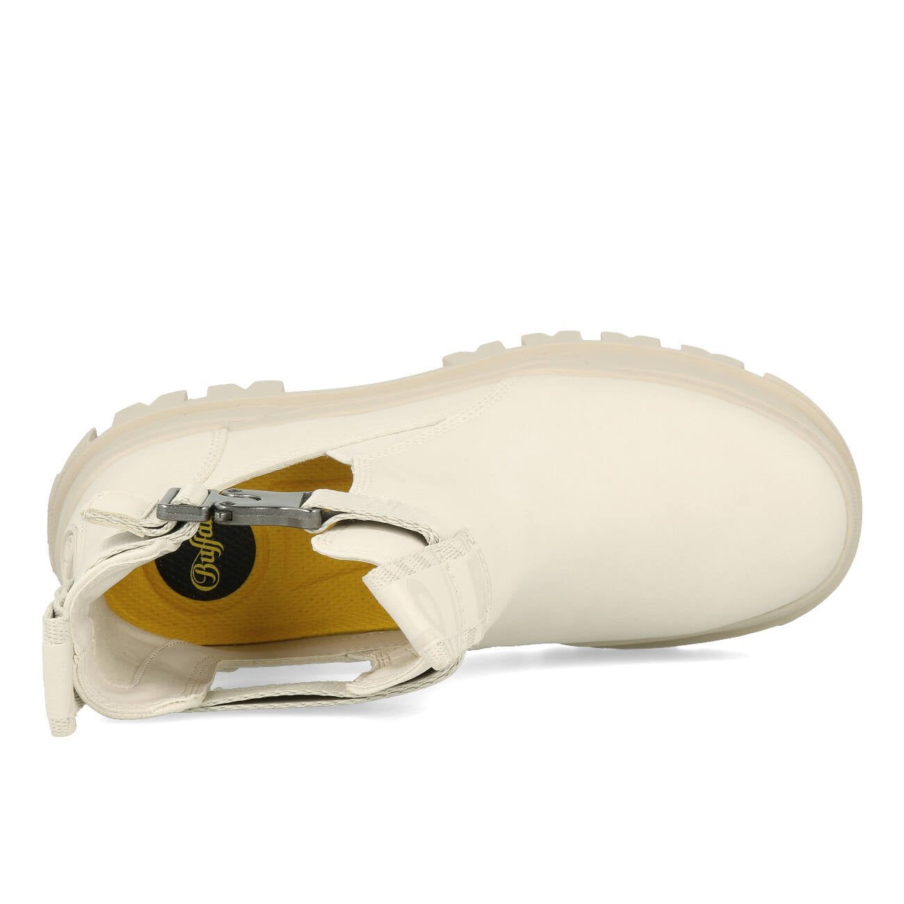 Buffalo Aspha Coa Bootie Flat Damskie Wegańskie Nubuk Off White