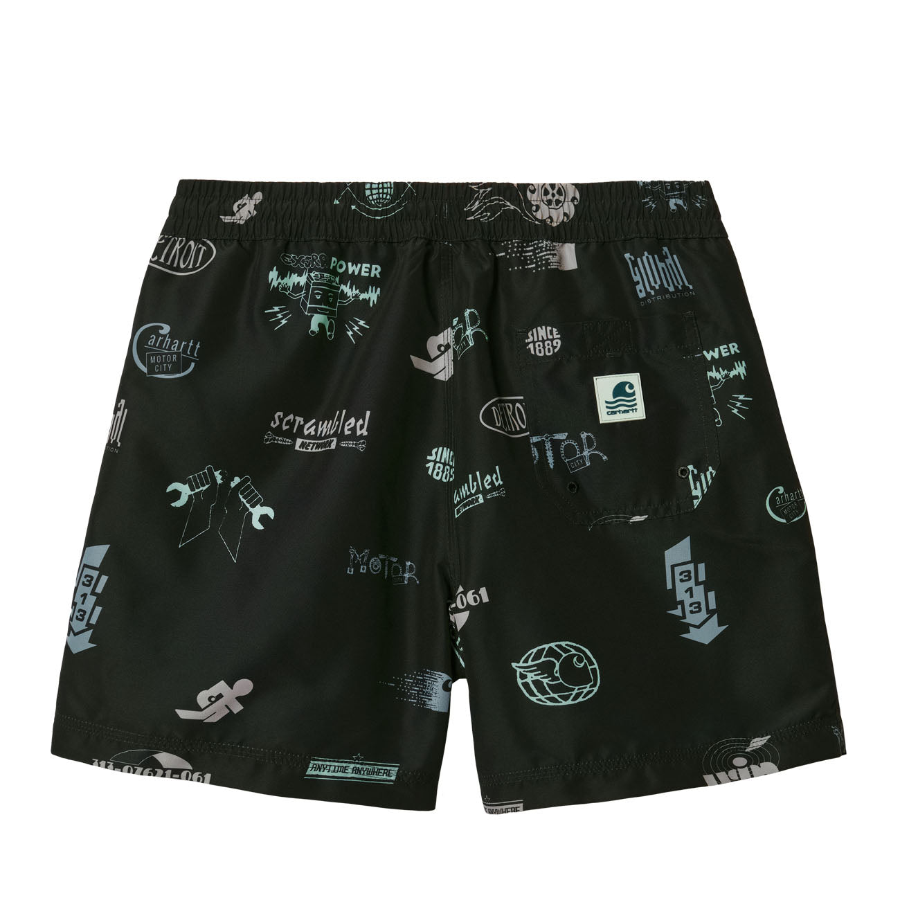 Carhartt WIP Drift Swim Trunks męskie z nadrukiem Motor City, czarne
