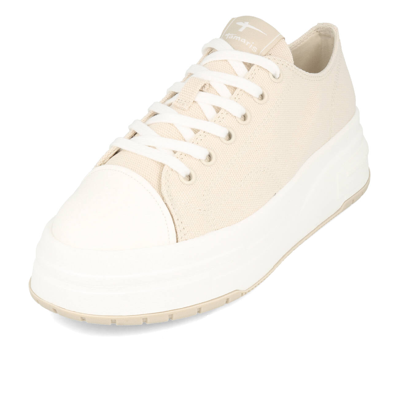 Tamaris 1-23815-20-418 Wegańskie tenisówki damskie na platformie Canvas, kolor Ivory