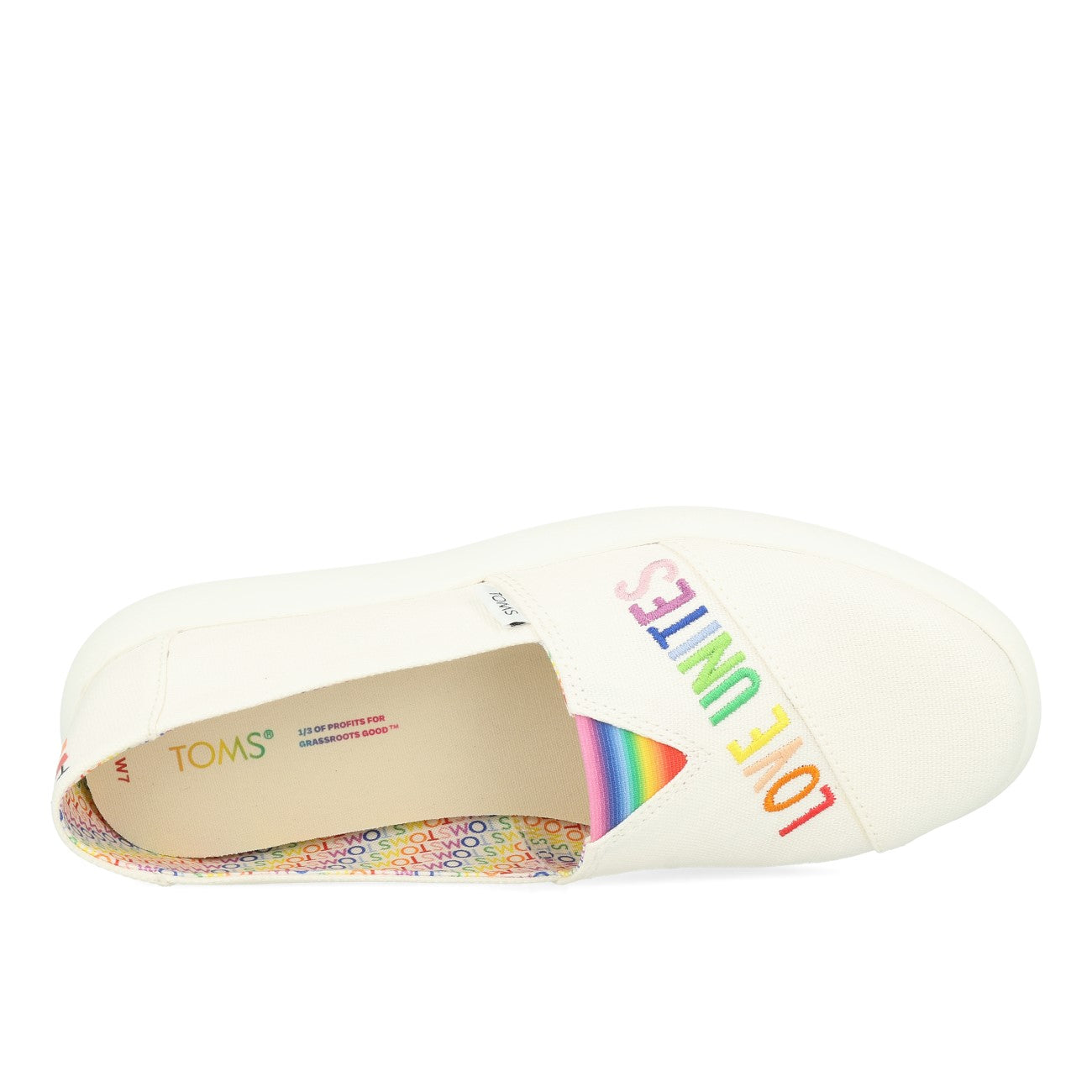 Toms Alpargata Mallow Damskie White Canvas Love Unites Embroidery