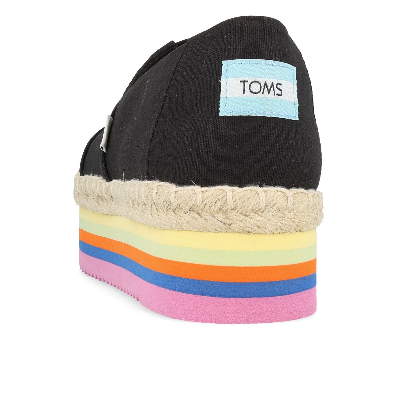Toms Damskie Alpargata Platform Rope High Damskie Black Canvas Rainbow
