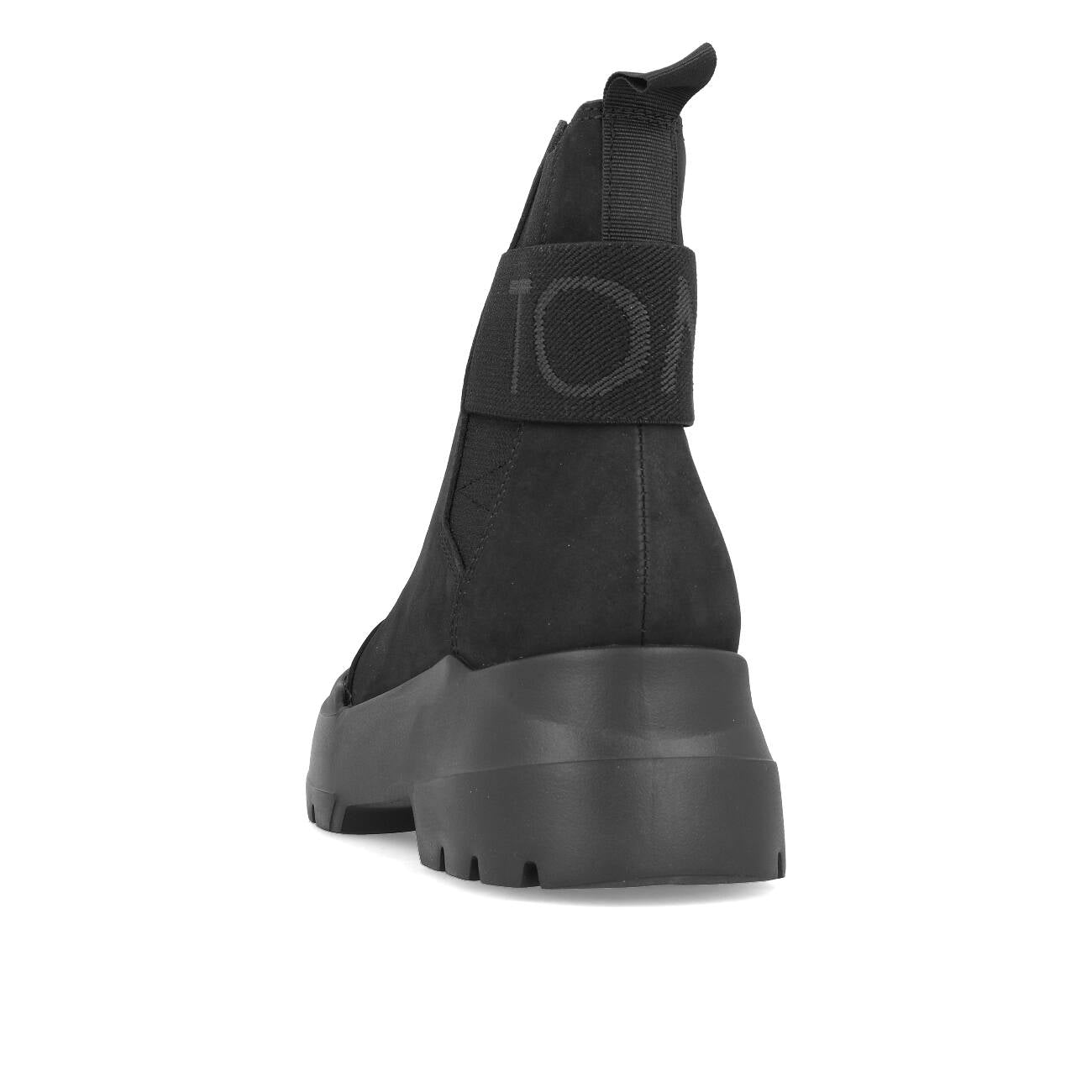 Damskie botki Chelsea Toms Womens Alpargata Combat, czarne skórzane