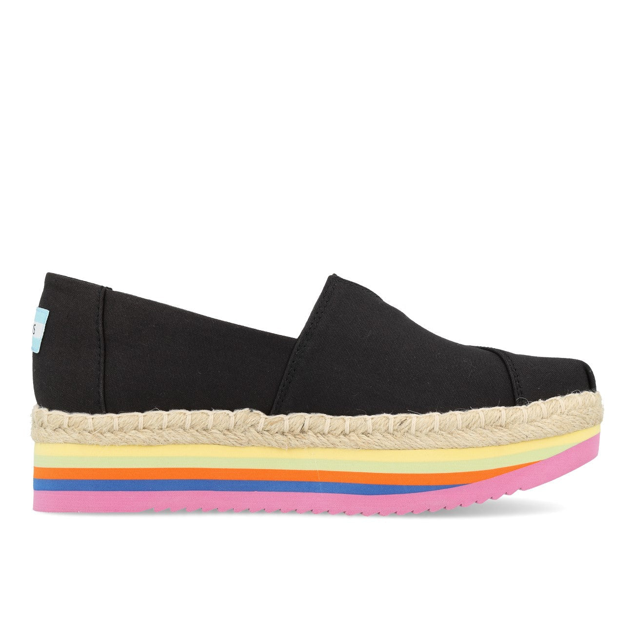 Toms Damskie Alpargata Platform Rope High Damskie Black Canvas Rainbow