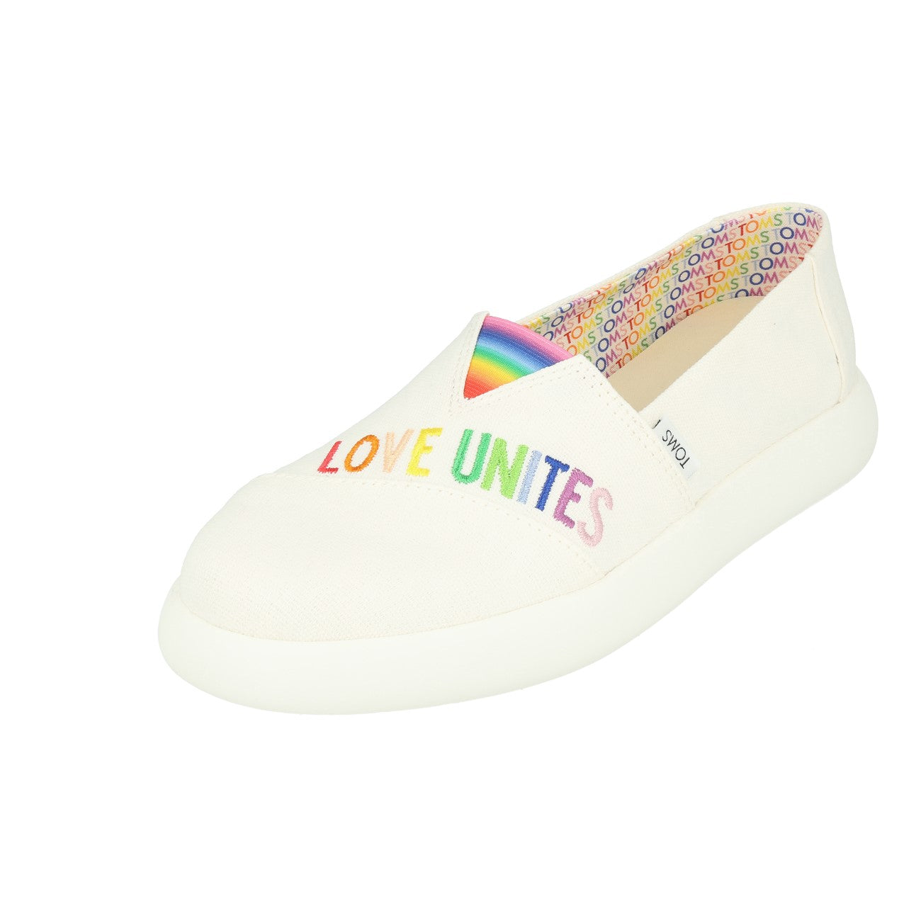 Toms Alpargata Mallow Damskie White Canvas Love Unites Embroidery