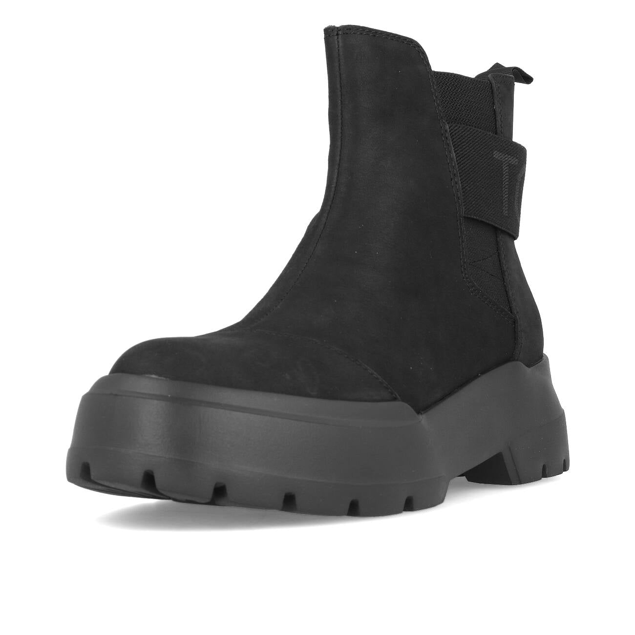 Damskie botki Chelsea Toms Womens Alpargata Combat, czarne skórzane