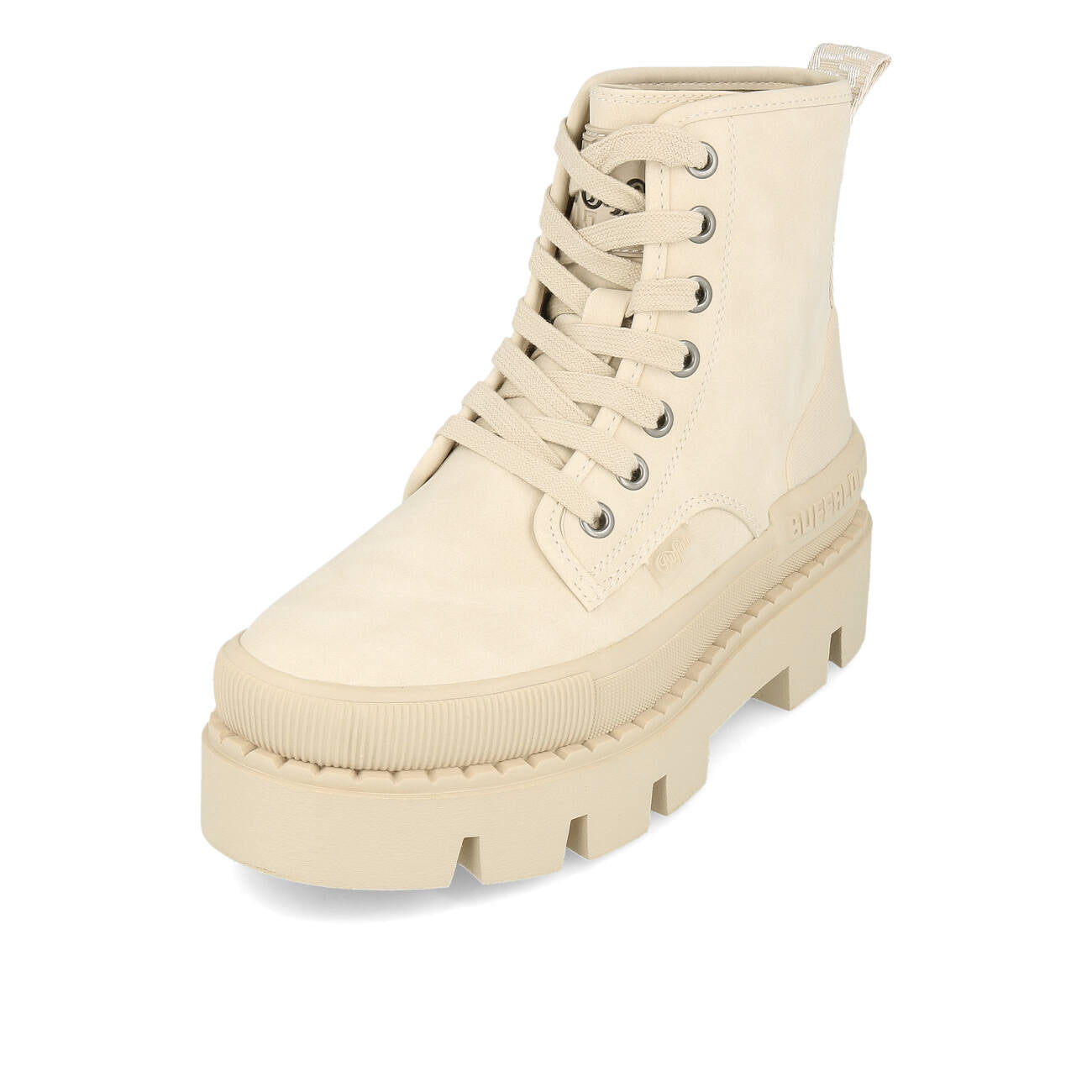 Buffalo Raven Laceup Boot Hi Damskie Wegańskie Nubukowe Kremowe