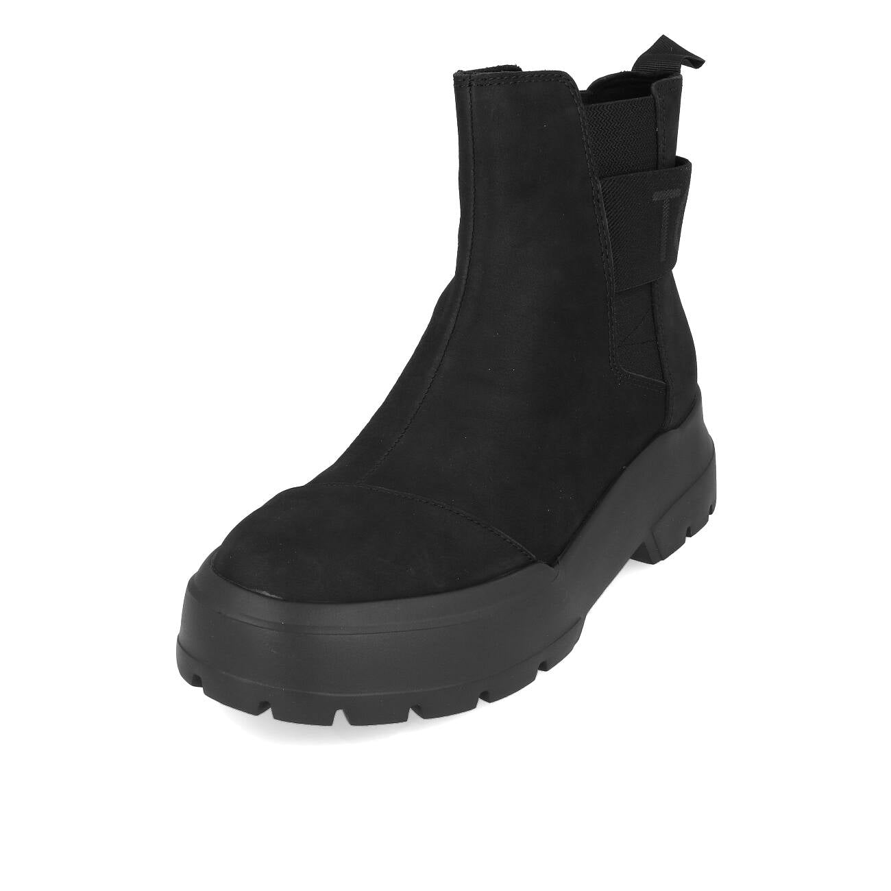 Damskie botki Chelsea Toms Womens Alpargata Combat, czarne skórzane