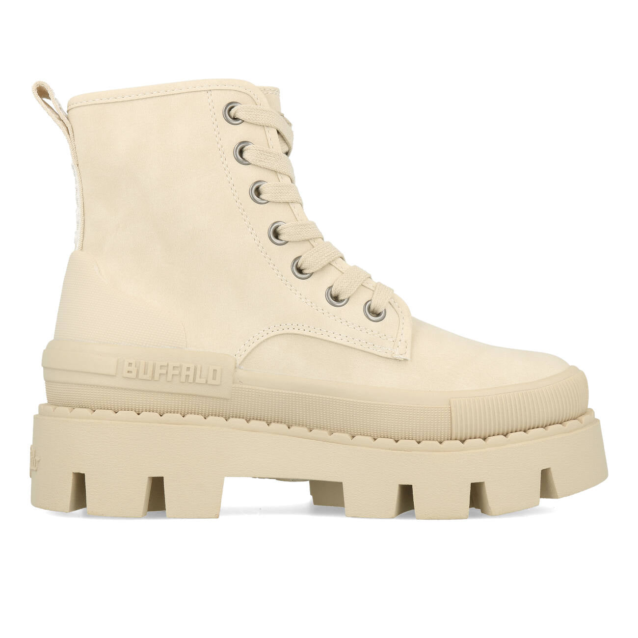 Buffalo Raven Laceup Boot Hi Damskie Wegańskie Nubukowe Kremowe