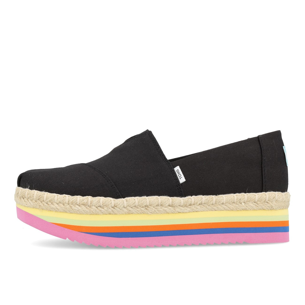 Toms Damskie Alpargata Platform Rope High Damskie Black Canvas Rainbow