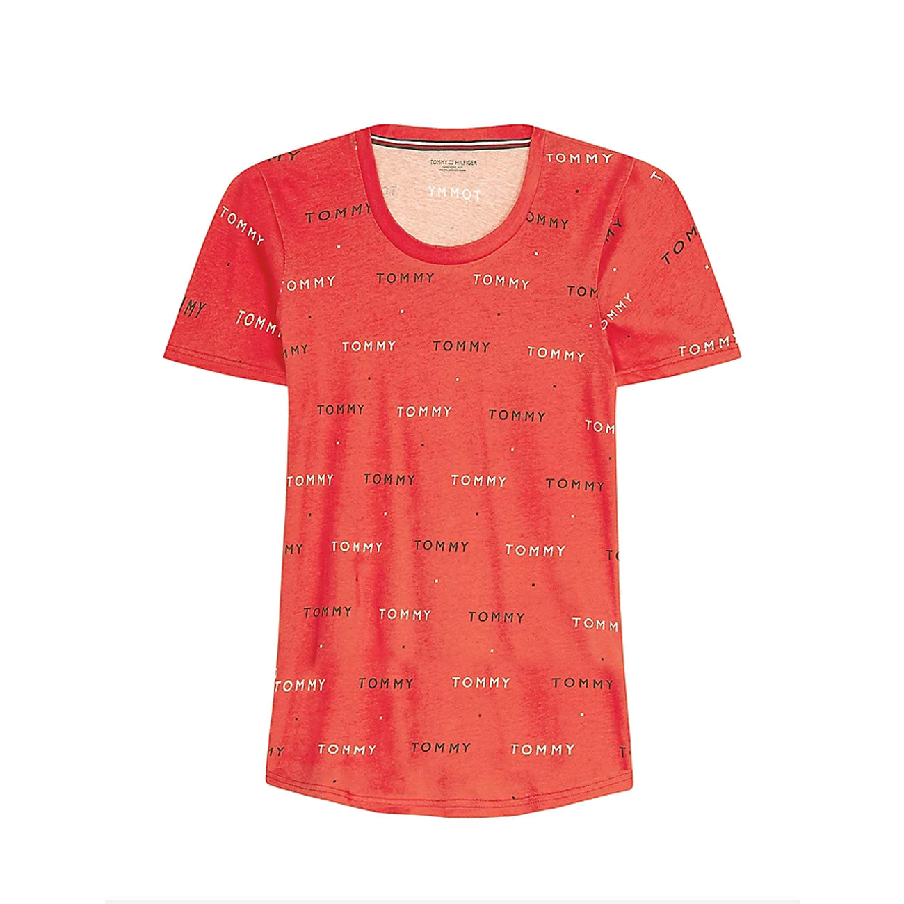 Tommy Hilfiger Logo Print T-Shirt damski Tommy Word AOP Primary Red