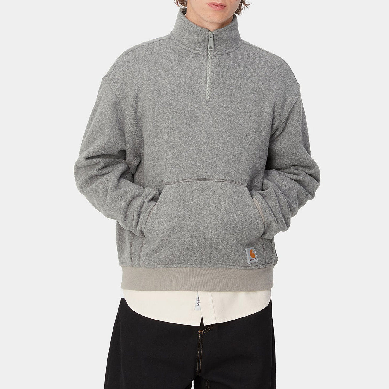 Carhartt WIP Luther Half Zip Sweat Męski Misty Grey Heather